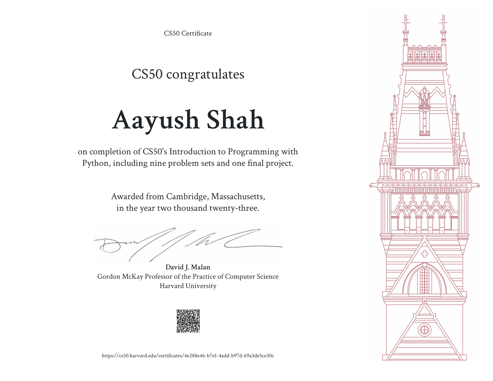 CS50P Certificate